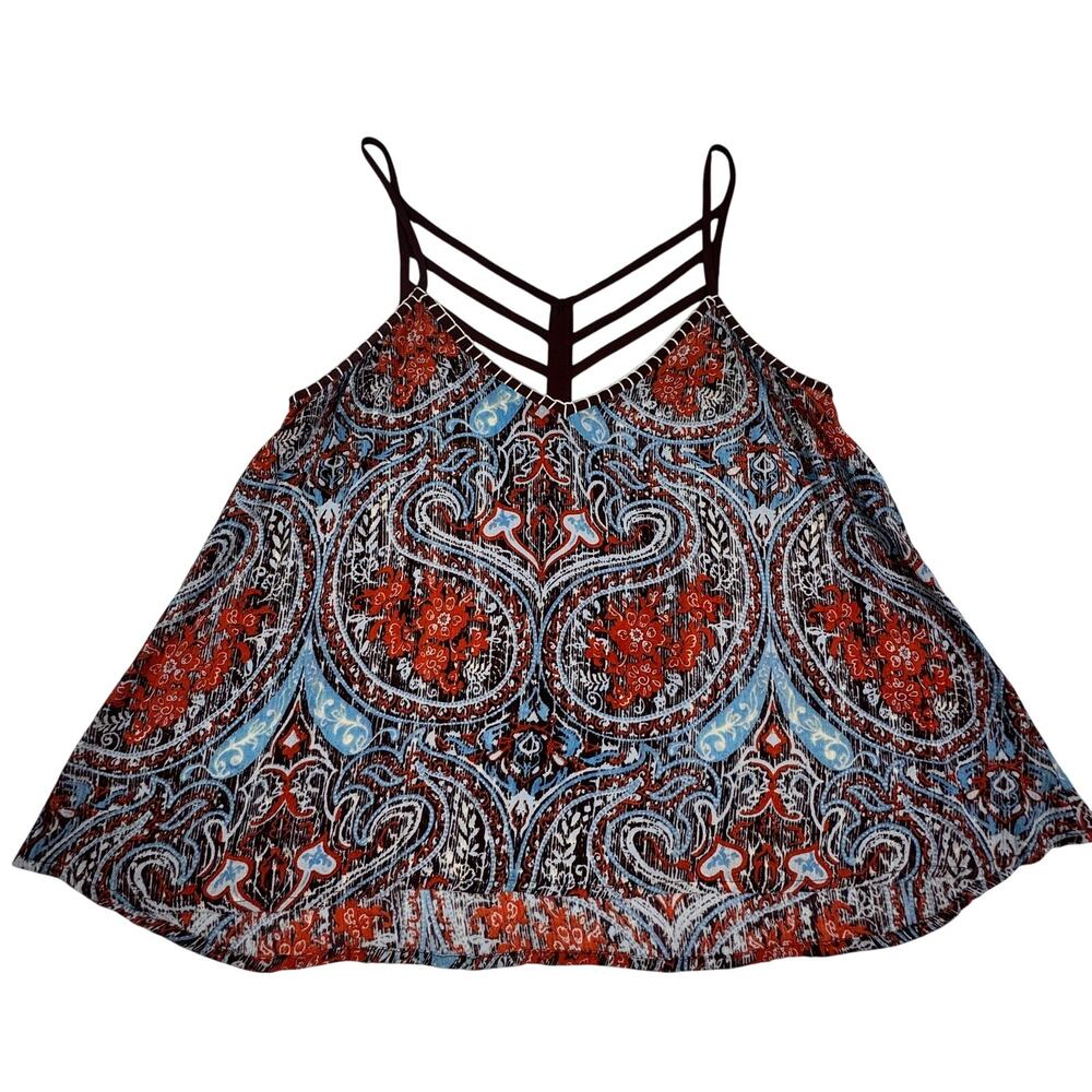 Band of Gypsies Boho Hippie Festival Paisley Strappy Back Camisole Women's Small